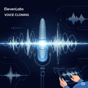Ảnh minh hoạ công nghệ giọng nói AI của ElevenLabs, với sóng âm thanh phát sáng thể hiện sự đột phá trong nhân bản giọng nói.