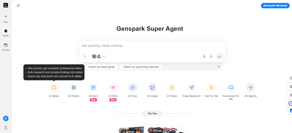 Bước 1 Truy cập - Để AI tính Review GenSpark