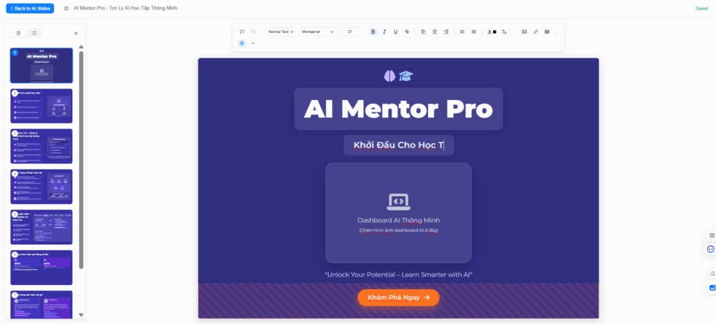 Bước 4 Tùy chỉnh slide - Để AI tính Review GenSpark