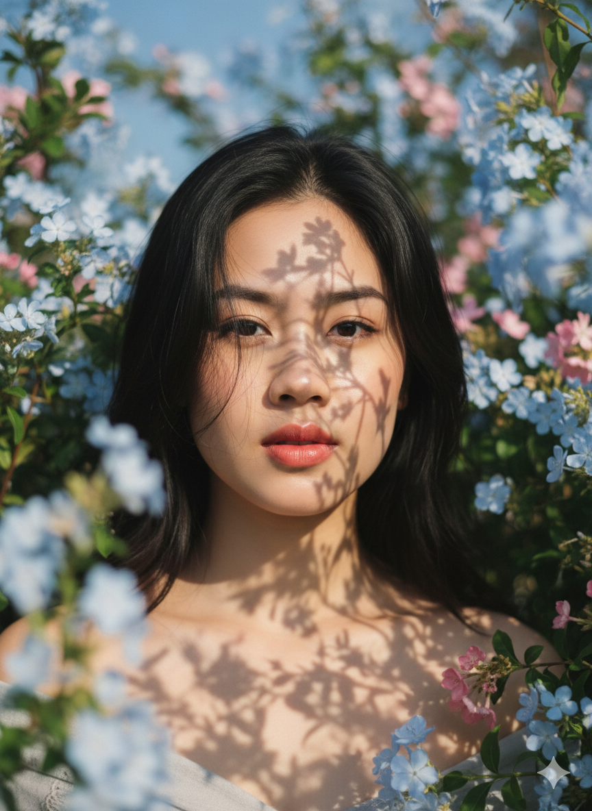 bộ câu lệnh tạo ảnh chân dung nữ với hoa