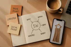Brief và chọn angle trước khi mở WeShop AI: khung 5W + hypothesis ads