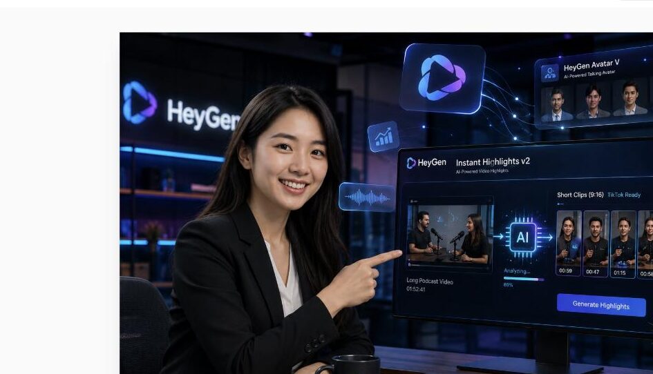 HeyGen Avatar V & Instant Highlights v2 - minh họa AI tạo video TikTok tự động