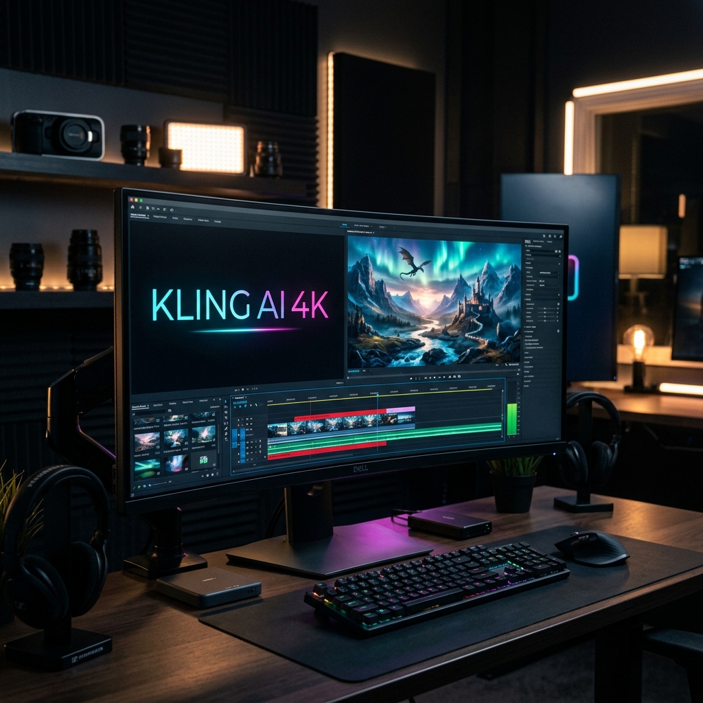 Giao diện làm việc của Kling AI Creative Studio hiển thị tính năng chỉnh sửa video 4K