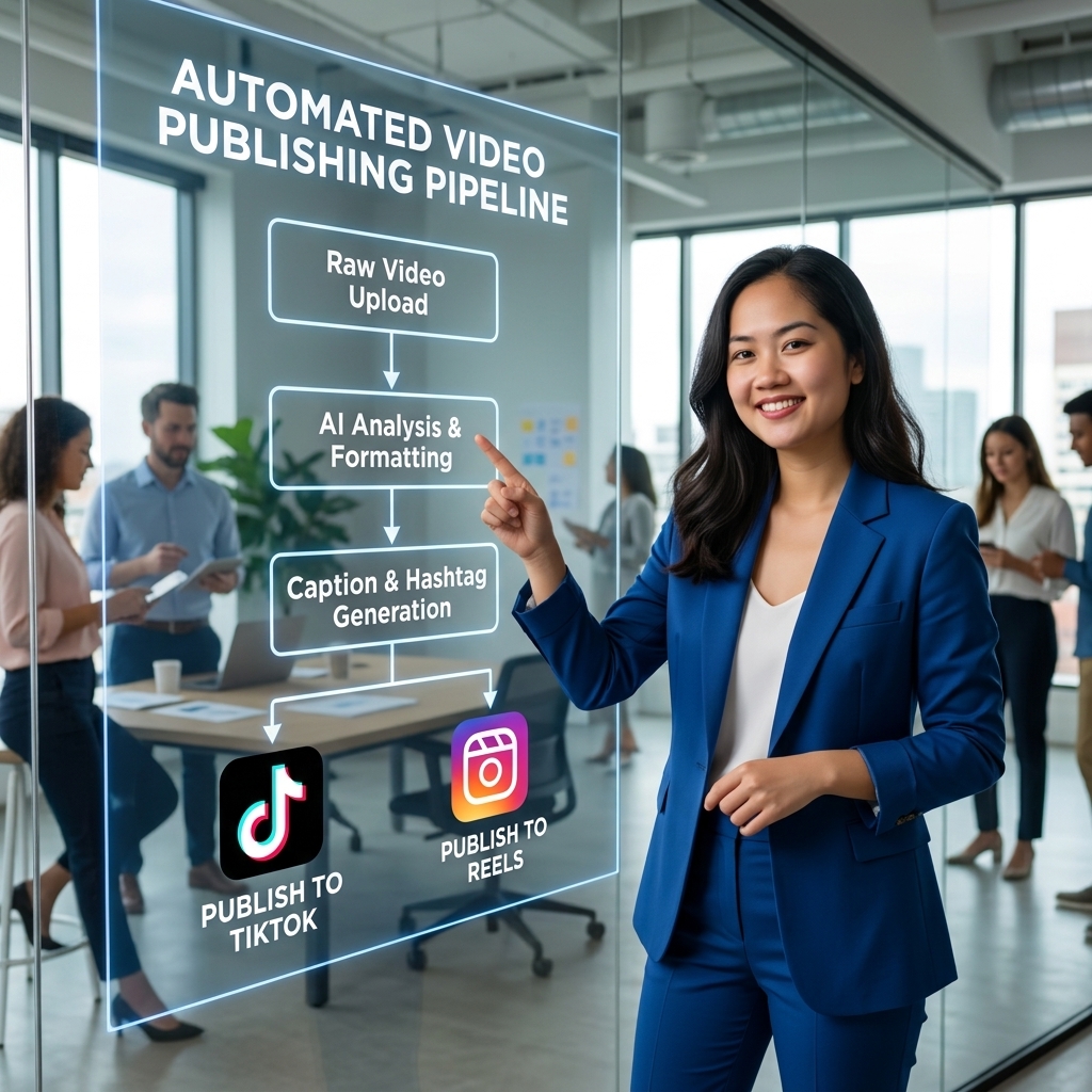 Quy trình tự động sản xuất video ngắn UGC đa kênh sử dụng cổng API Kie.ai