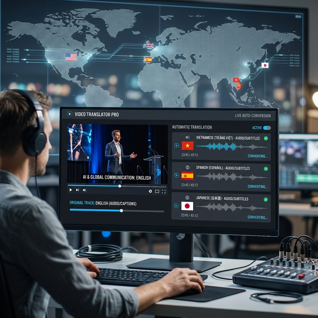 hình ảnh minh họa cho Top 5 công cụ AI dịch video và lồng tiếng tự động đa ngôn ngữ hàng đầu
