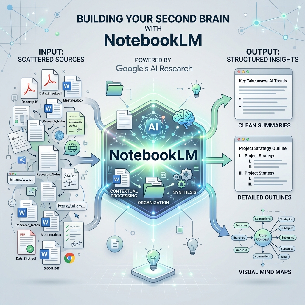 hình ảnh minh họa cho Xây dựng bộ não thứ hai (second brain) hiệu quả cùng bản cập nhật NotebookLM mới nhất