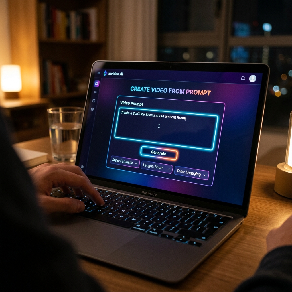 Giao dien prompt Invideo AI