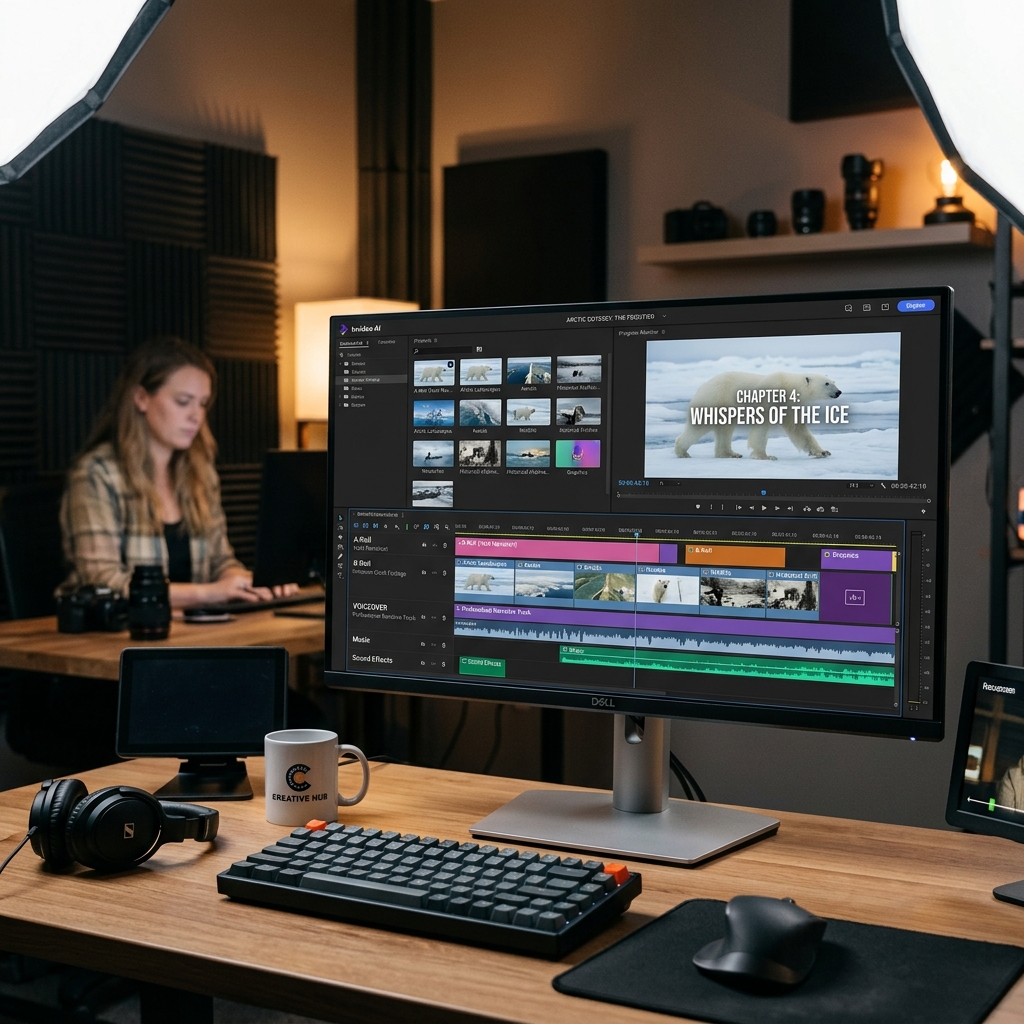 Invideo AI timeline va stock footage