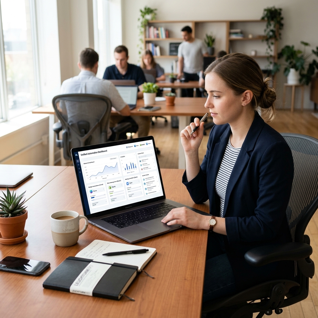 Tích hợp Canva, Shopify và Zoom hiển thị trên màn hình laptop làm việc