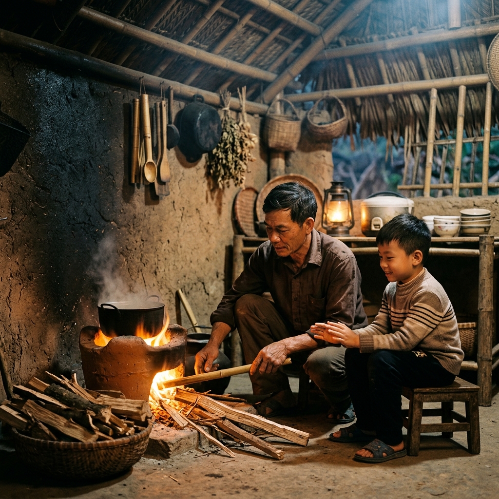 Ký ức tuổi thơ bên bếp lửa của cha
