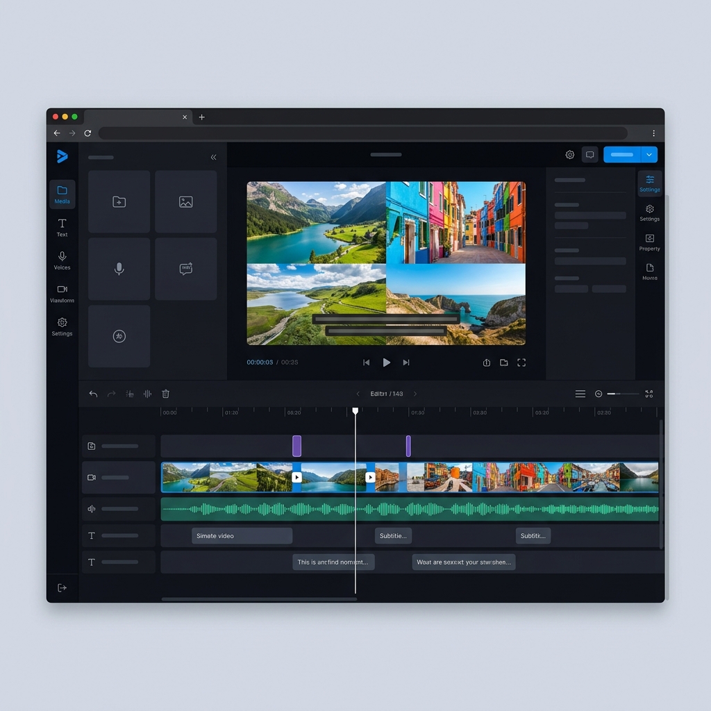 Giao diện timeline tạo video nhanh videogen tự động