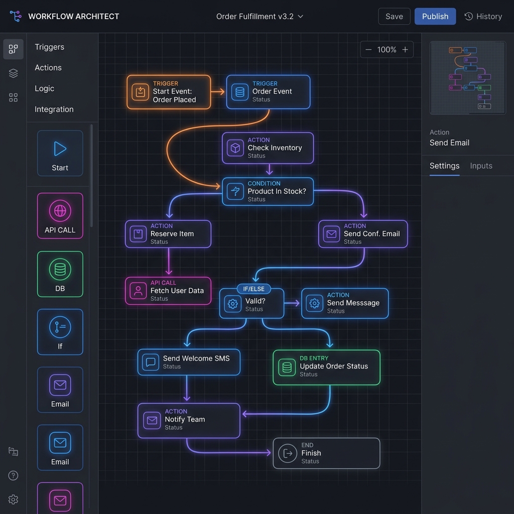 Sơ đồ workflow tự động hóa sản xuất video hàng loạt trên giao diện n8n