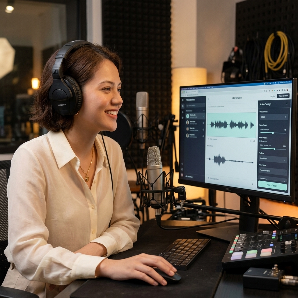 Hoàng Nhật Mai thu âm nhân bản giọng nói elevenlabs