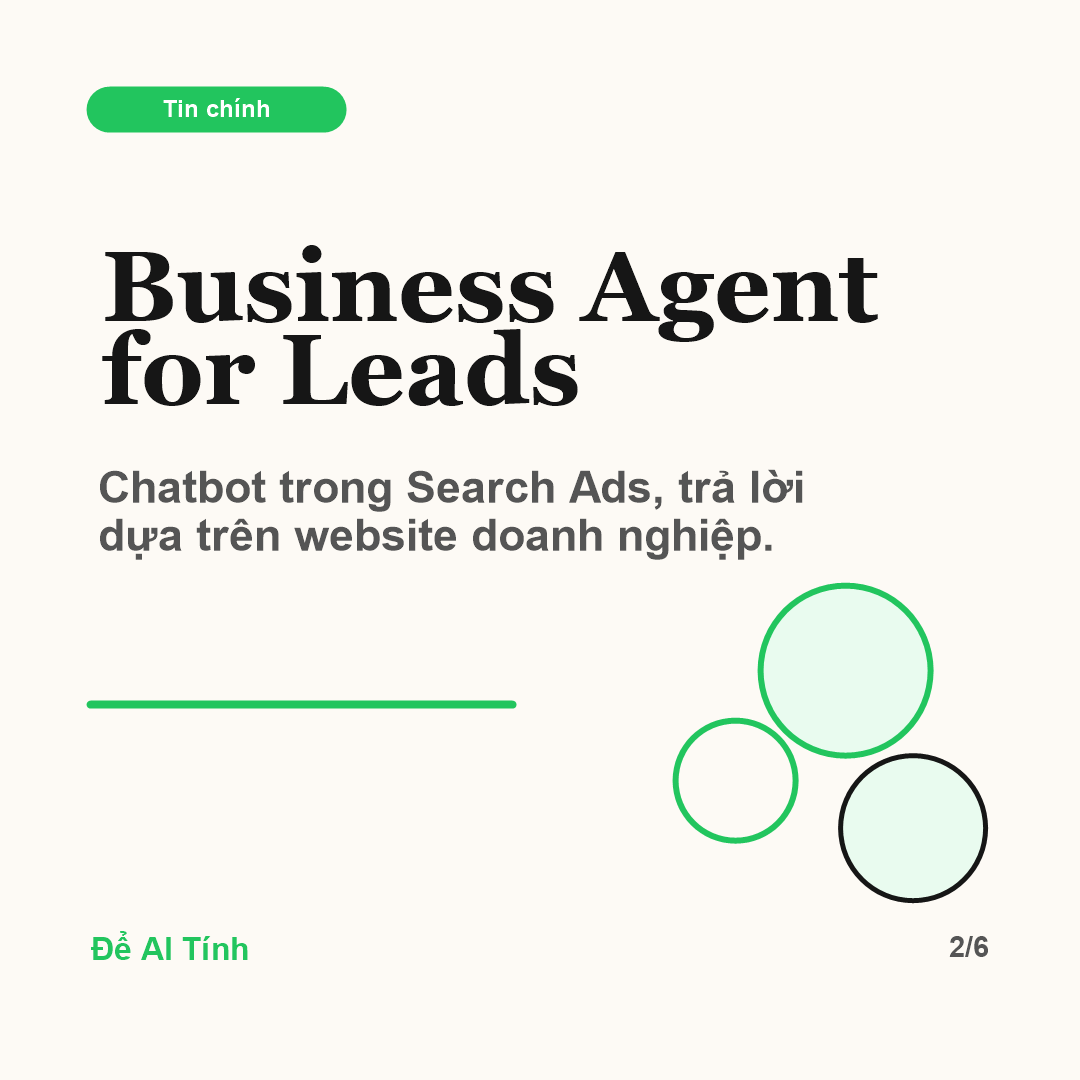 Business Agent for Leads thu thập lead tự động bằng chatbot - Để AI Tính