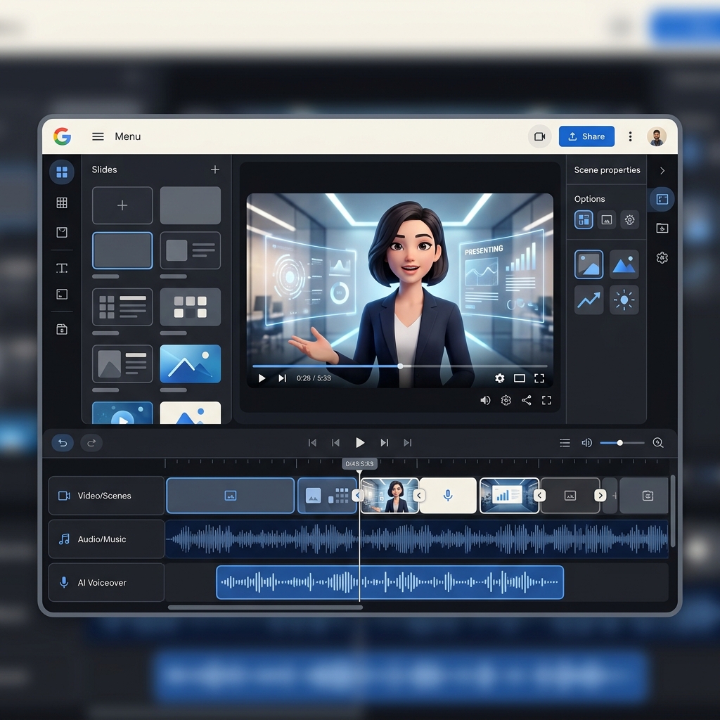 Giao diện chỉnh sửa video bằng Gemini Omni trên Google Vids - Hoàng Nhật Mai