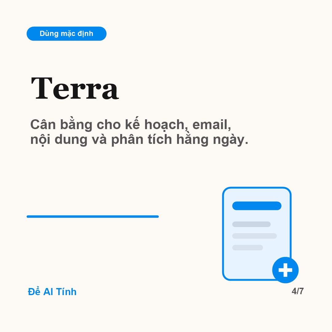 Mô hình Terra cân bằng tác vụ mặc định hằng ngày - Để AI Tính