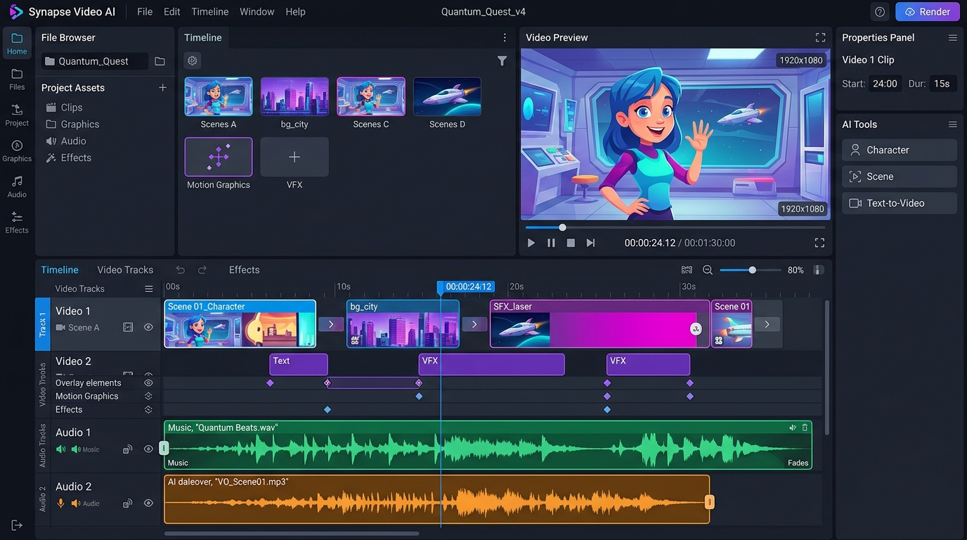 Giao diện tạo video đa phân cảnh của Swipeless