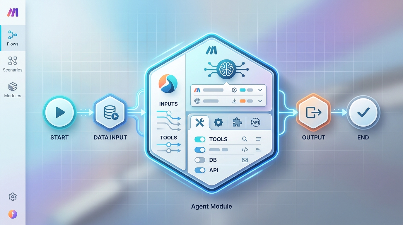 Giao diện mô-đun Hexagon Agent Module trên nền tảng Make.com