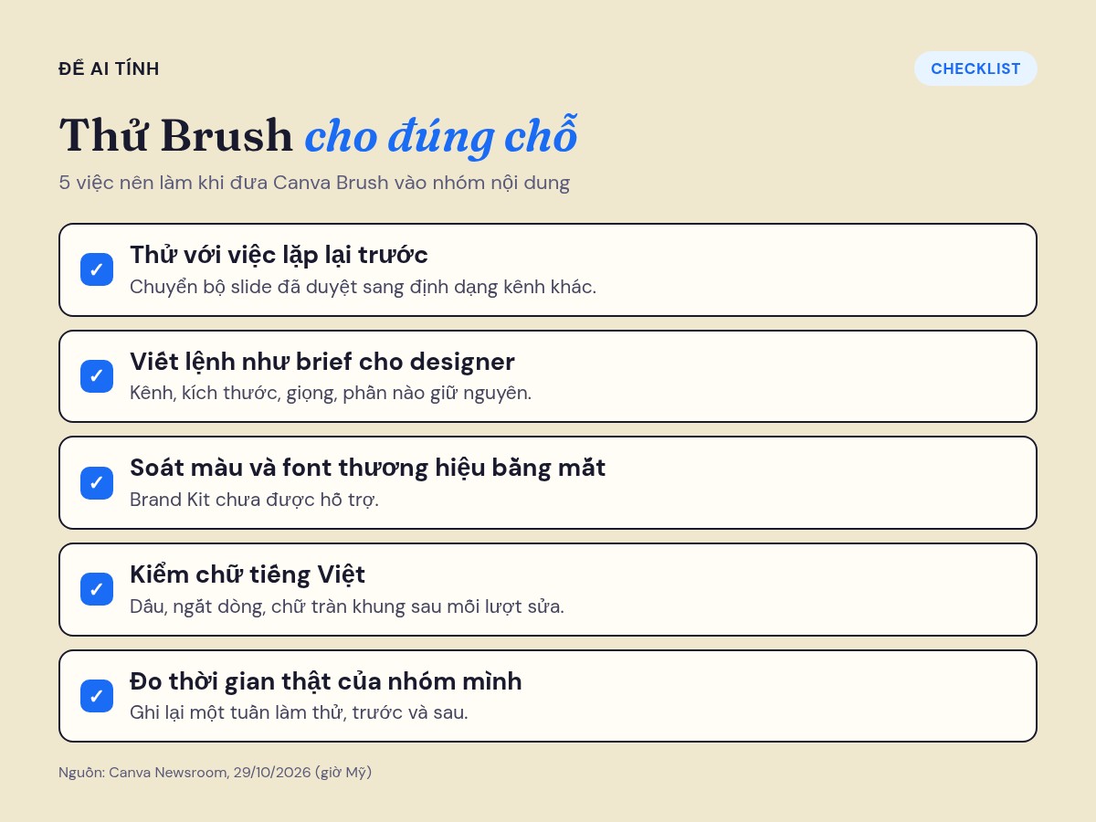 Checklist 5 việc nên làm khi thử Canva Brush