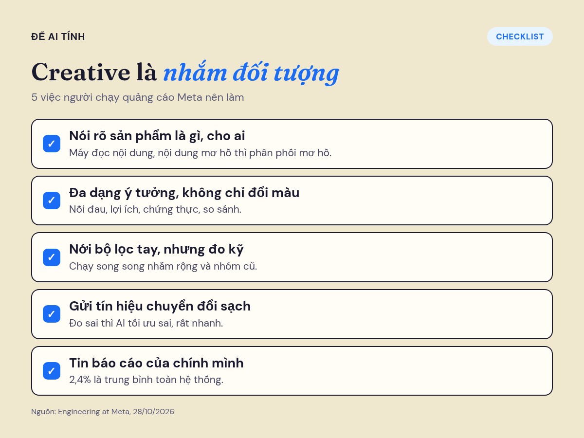 Checklist 5 việc người chạy quảng cáo Meta nên làm