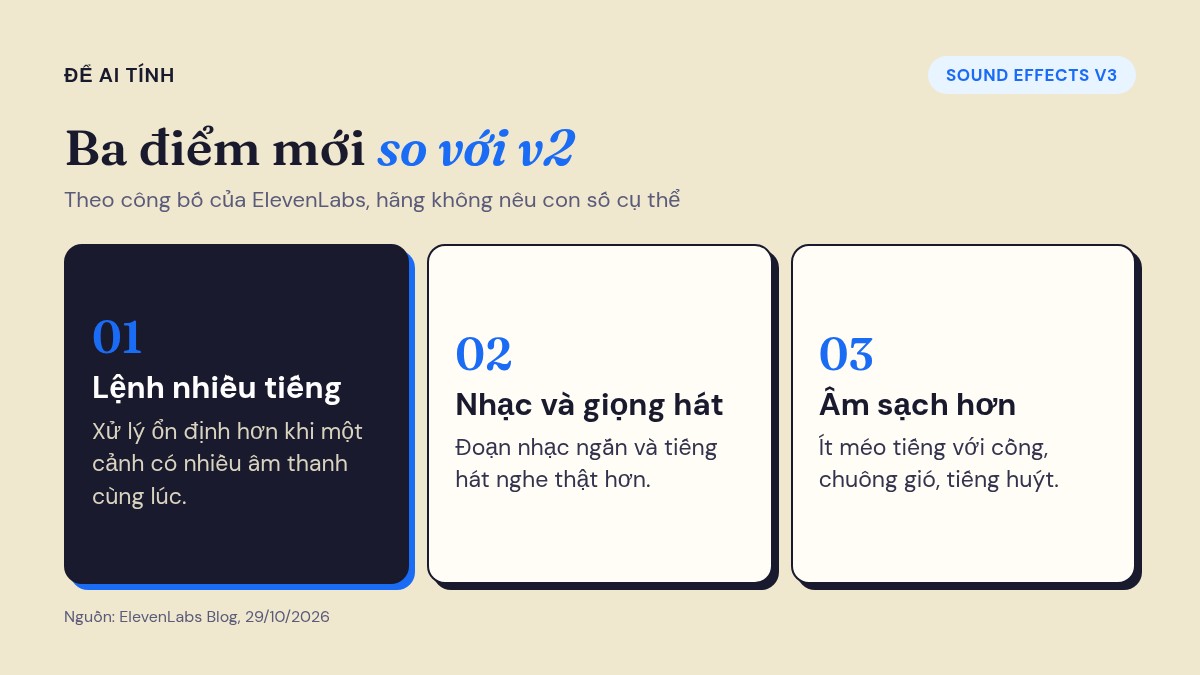 Ba điểm mới của SFX v3: hiểu lệnh nhiều tiếng, nhạc và giọng hát thật hơn, âm sạch hơn