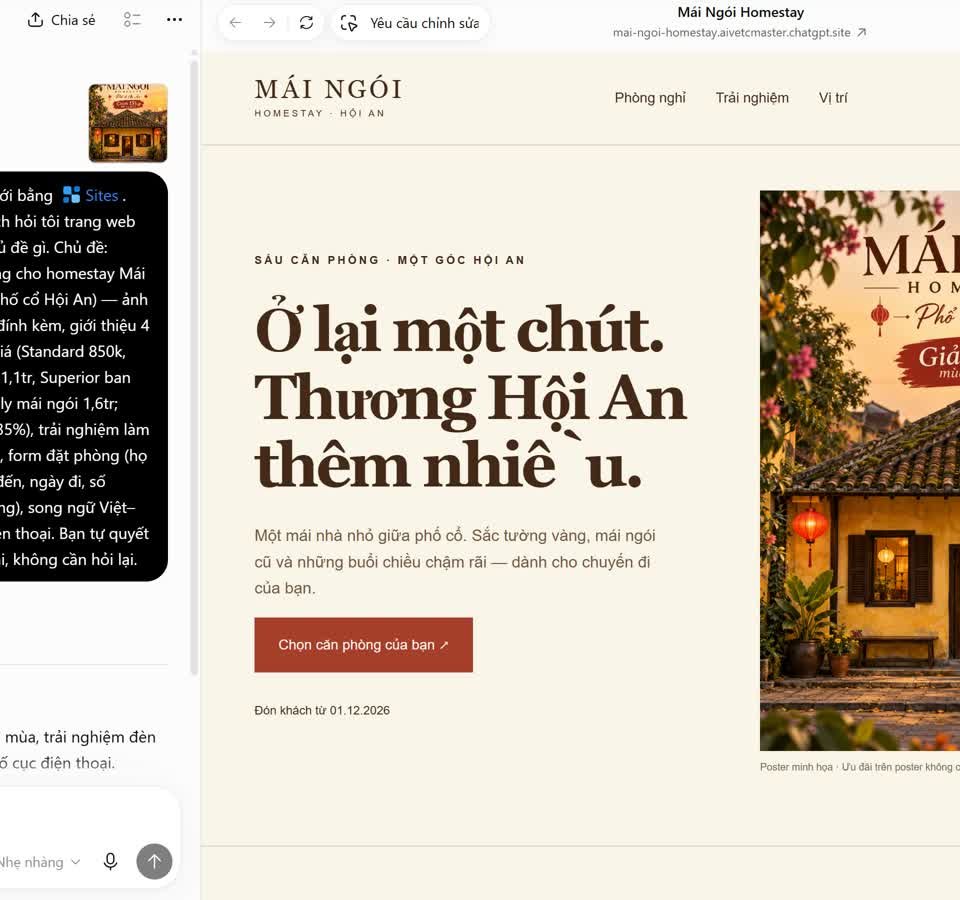 lỗi thường gặp của chatgpt - Sự cố lỗi hiển thị font tiếng Việt khi tạo trang web (ảnh chụp thật, 10/10/2026)