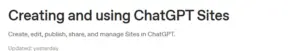 Trang hướng dẫn ChatGPT Sites chính thức của OpenAI