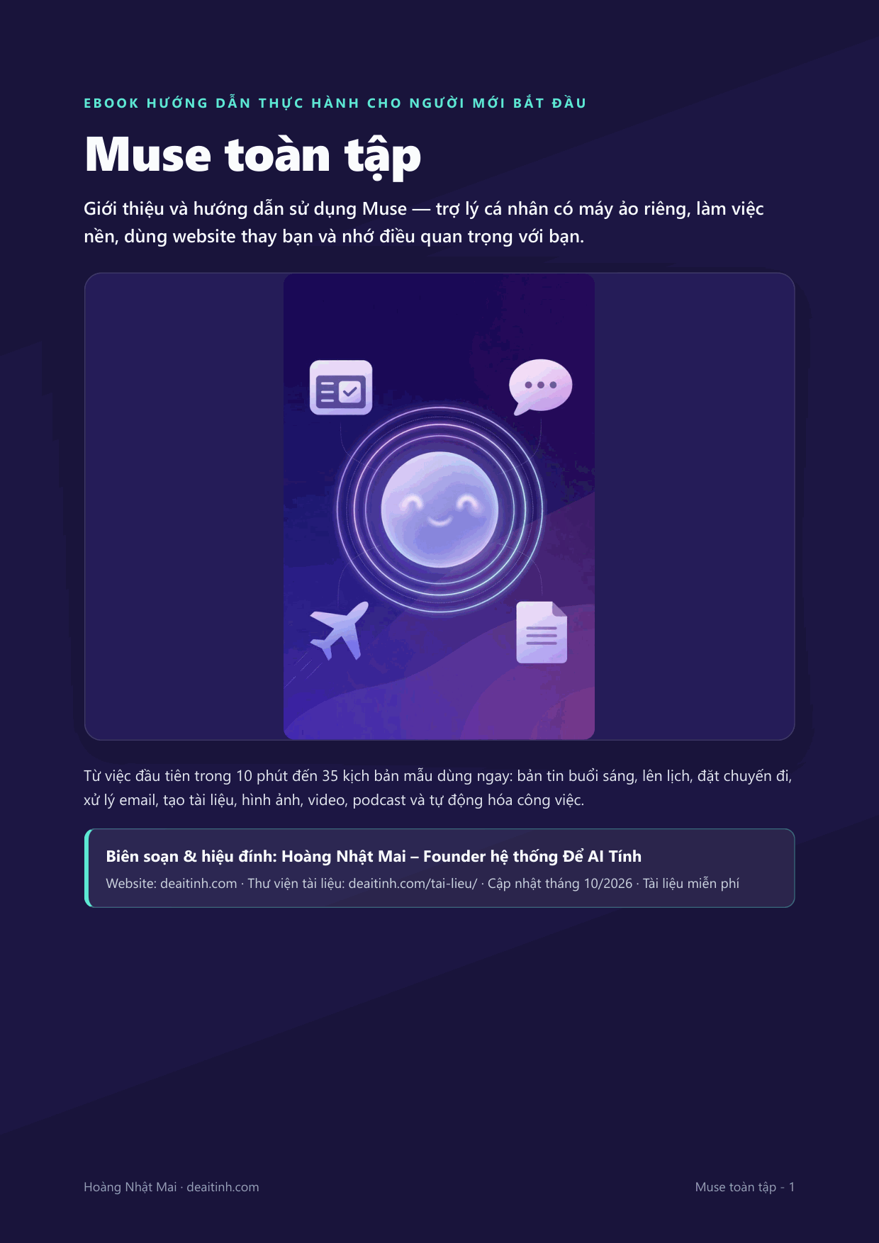 Bìa chính thức cuốn ebook Muse toàn tập 2026 hướng dẫn thực hành từ Hoàng Nhật Mai