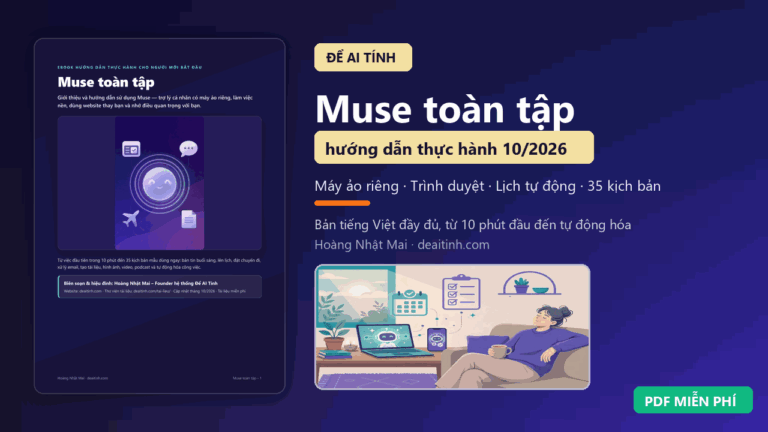 Muse toàn tập 2026: hướng dẫn từng bước dùng trợ lý AI cá nhân có máy ảo riêng và 35 kịch bản mẫu
