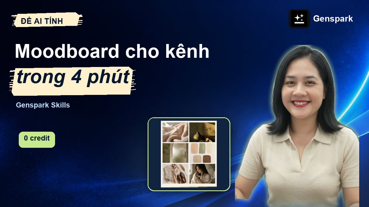 Moodboard nhận diện kênh bằng Skill Brand Mood Board Maker của Genspark
