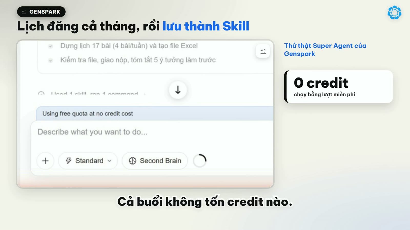 Kết quả chạy lại Skill lập lịch tháng 12 với thời gian rút ngắn còn 6,5 phút
