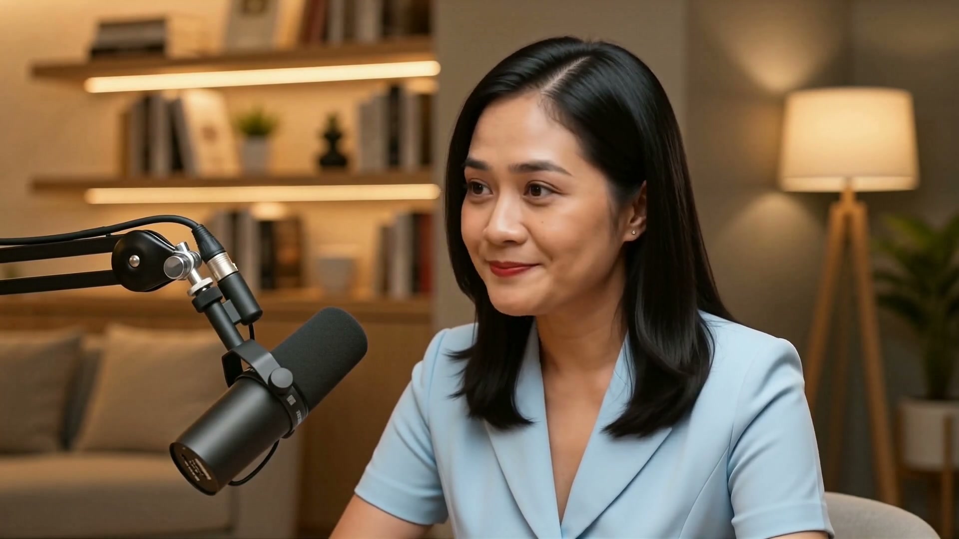 Cảnh cận khách mời trong HeyGen Video Podcast, gương mặt avatar bị AI làm già hơn