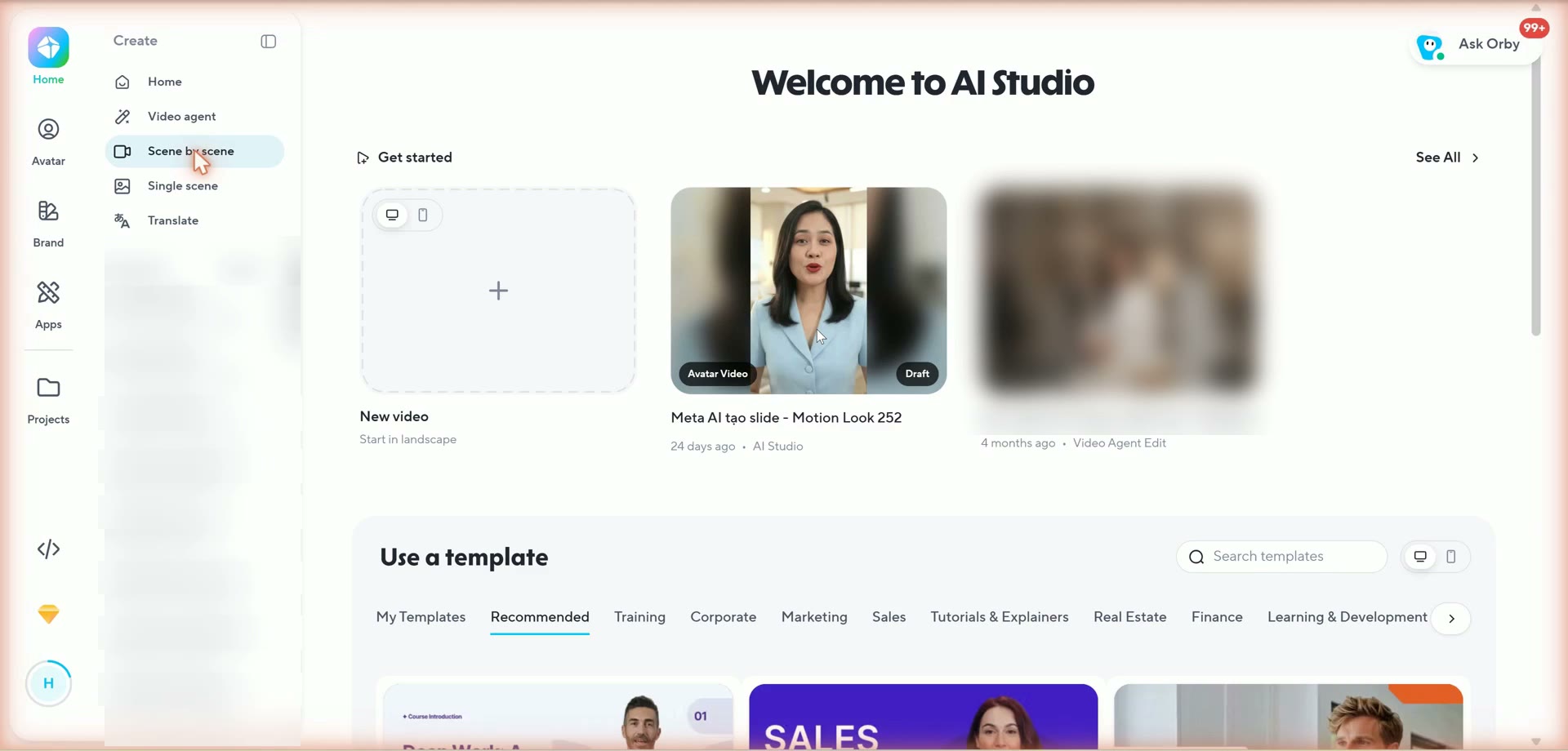 Giao diện 4 cách khởi tạo video trên nền tảng HeyGen