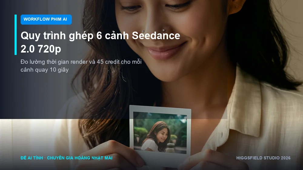 Quy trình 6 cảnh quay Seedance 2.0 720p trên Higgsfield