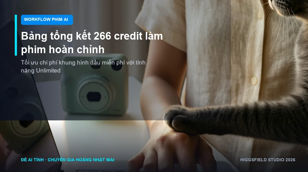 Bảng tổng kết 266 credit làm phim 1 phút trên Higgsfield