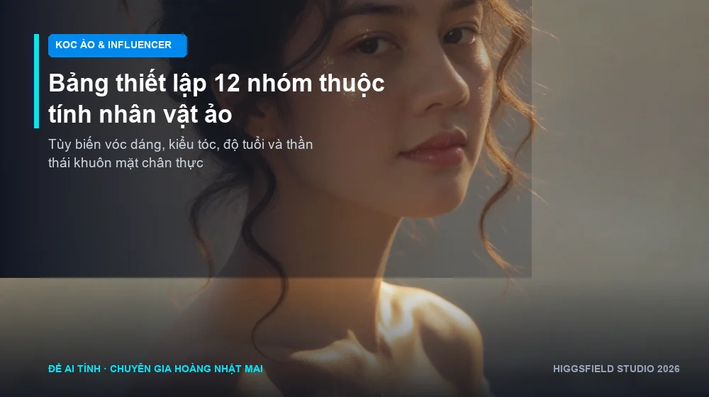 bảng điều khiển thuộc tính AI Influencer trên Higgsfield