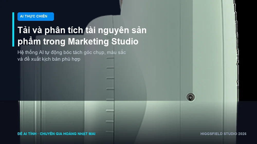 Giao diện làm việc của Higgsfield Marketing Studio khi bóc tách thông tin sản phẩm