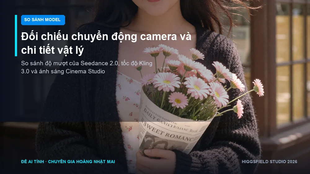 Minh họa 7 hướng di chuyển của camera ảo trong Higgsfield Cinema Studio