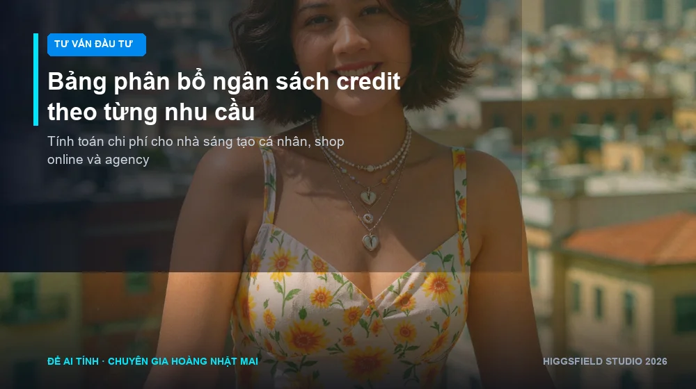 Ma trận phân bổ chi phí credit cho từng tác vụ sáng tạo trên Higgsfield