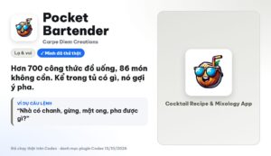 Plugin giải trí trong Codex Pocket Bartender gợi ý đồ uống theo nguyên liệu có sẵn