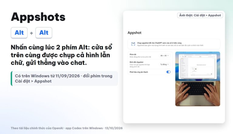 7 tính năng ẩn Codex trên Windows: Appshots, Thú cưng, Goal và cách bật từng cái